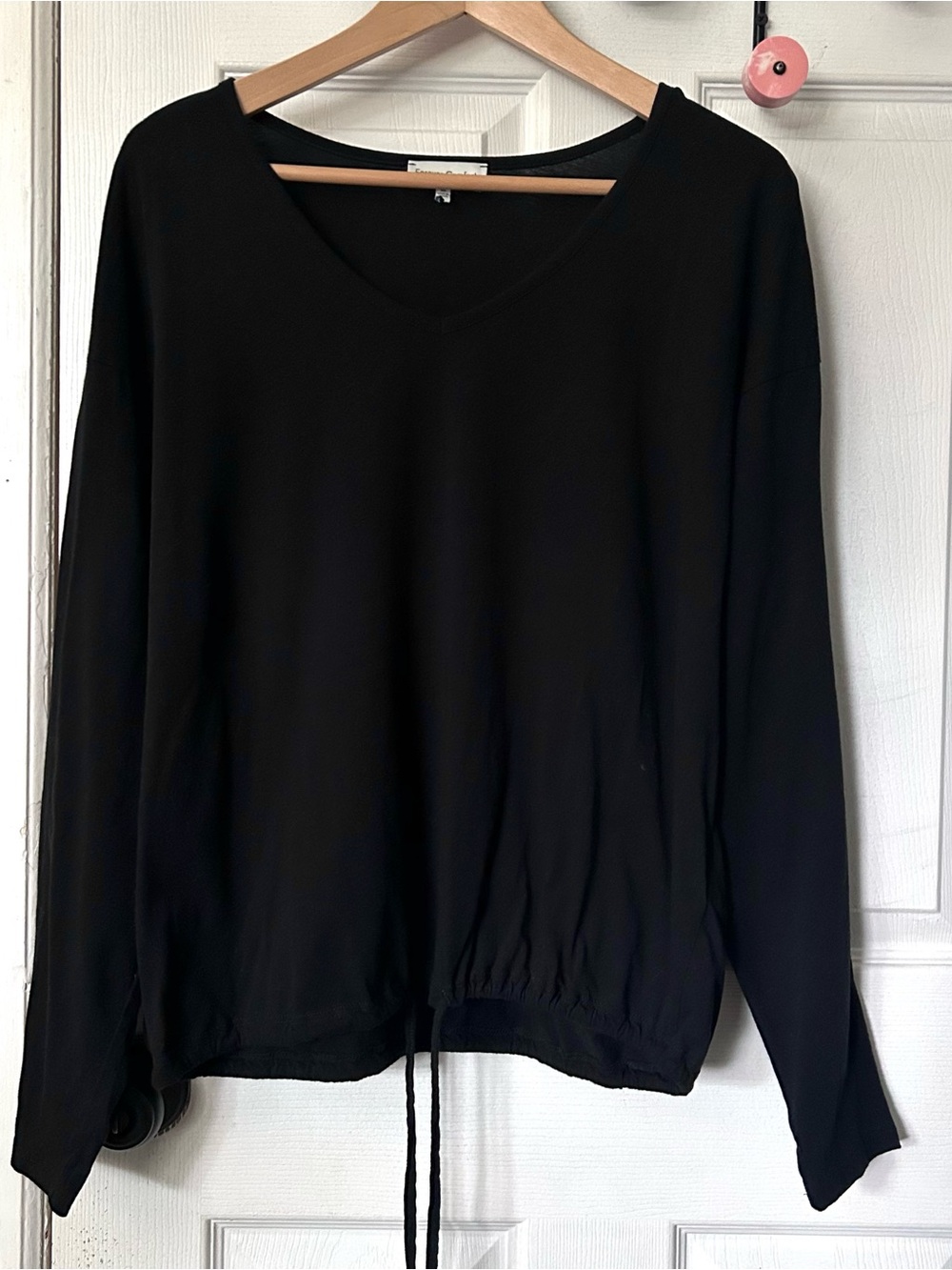 Black V-Neck with Drawstring Hem
